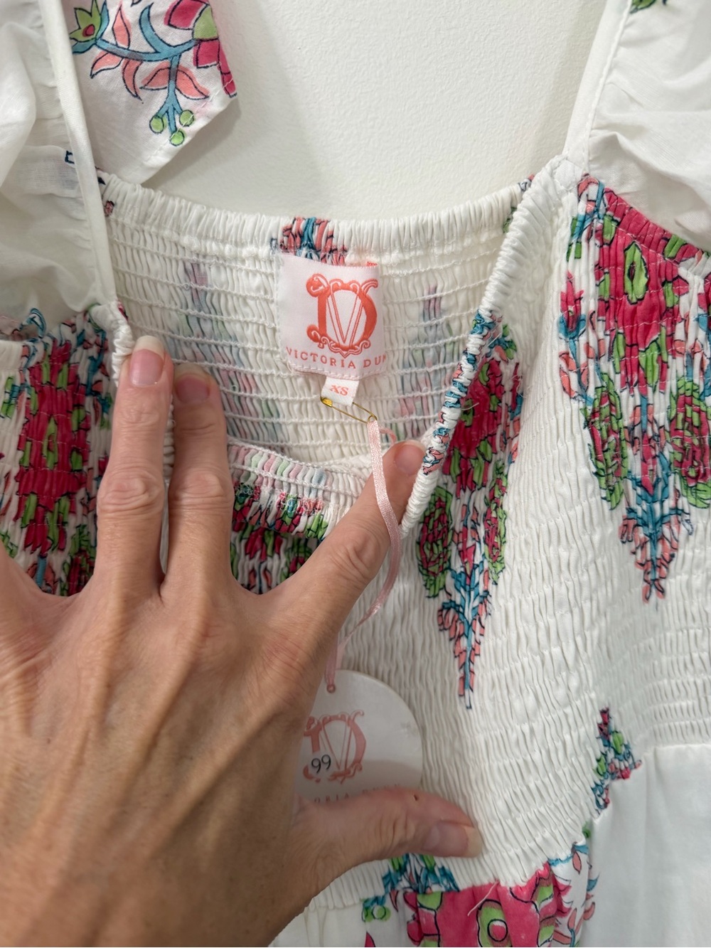 Victoria Dunn White Maxi Dress with Pink Floral Print - Picture 4 of 4